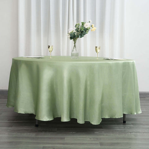 Satin 108" Round Tablecloth Sage Green - Smooth and Lustrous Table Cover