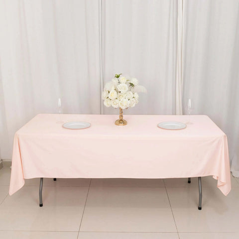 Scuba Rectangular 60"x102" Tablecloth Blush - Wrinkle Free & Stain Resistant Table Cover