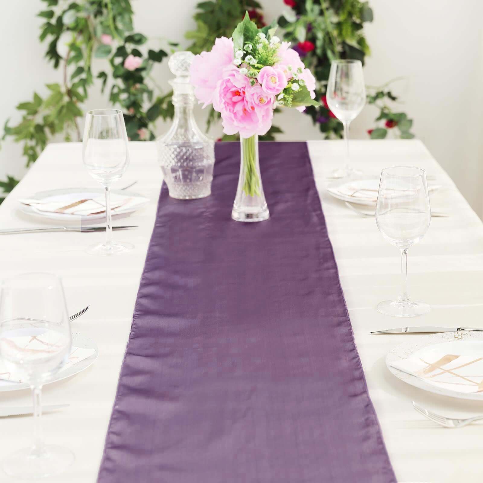 Satin 12"x108" Table Runner Violet Amethyst - Stylish Table Linen