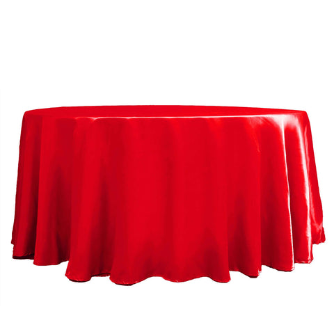 Satin 120" Round Tablecloth Red - Stylish Seamless Table Cover