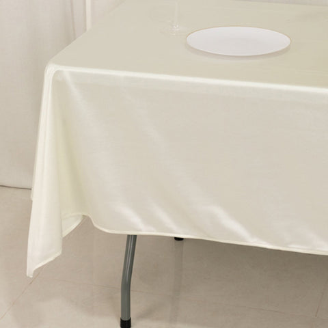 Scuba Rectangular 60"x102" Tablecloth Shimmering Pearl White - Wrinkle Free & Stain Resistant Table Cover