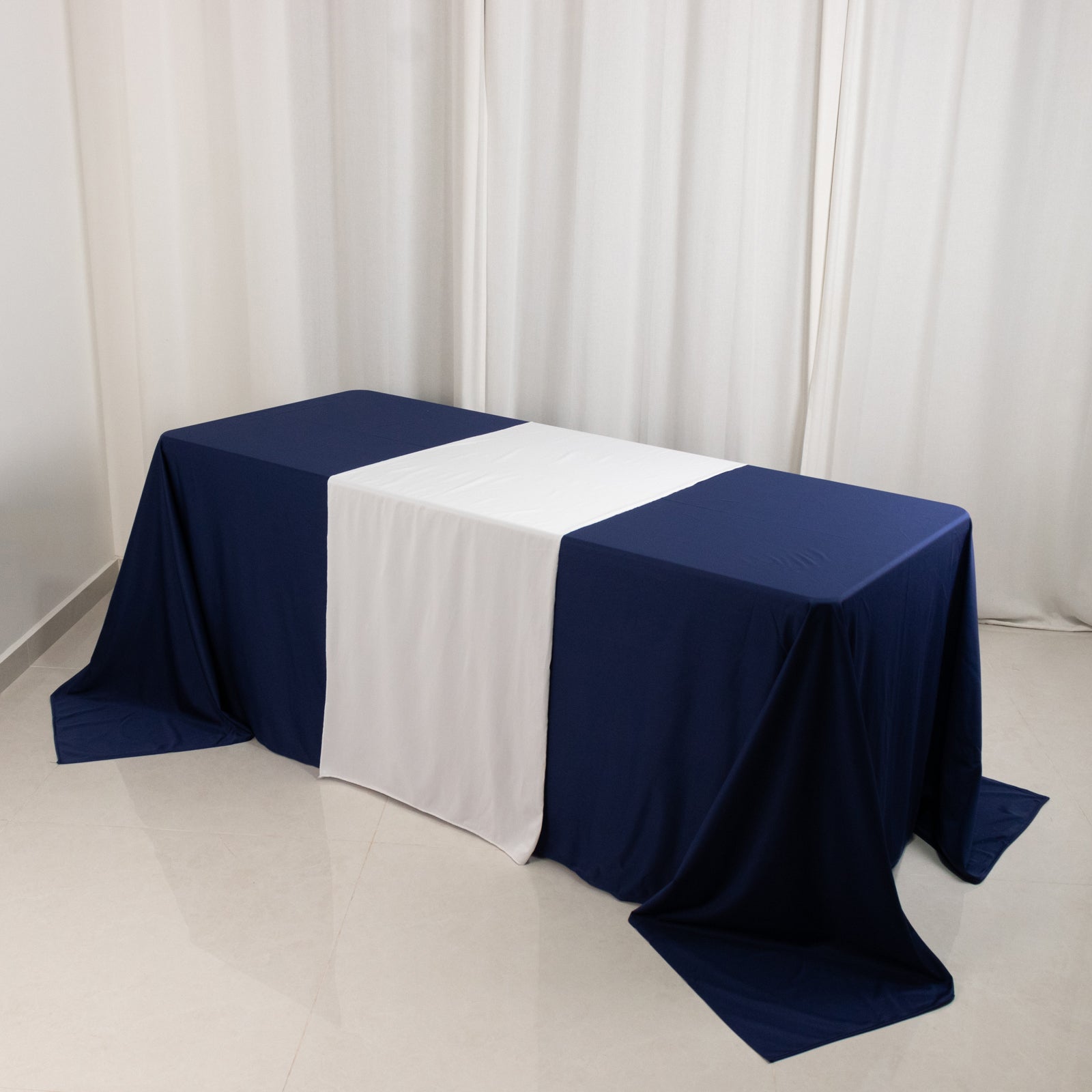 Scuba Polyester 24"x72" Wide Table Runner White - Wrinkle-Free Trade Show & Event Table Linen
