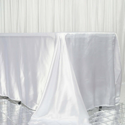 Satin Rectangular 90"x156" Tablecloth White - Seamless Stylish Table Cover for Wedding & Event Decoration