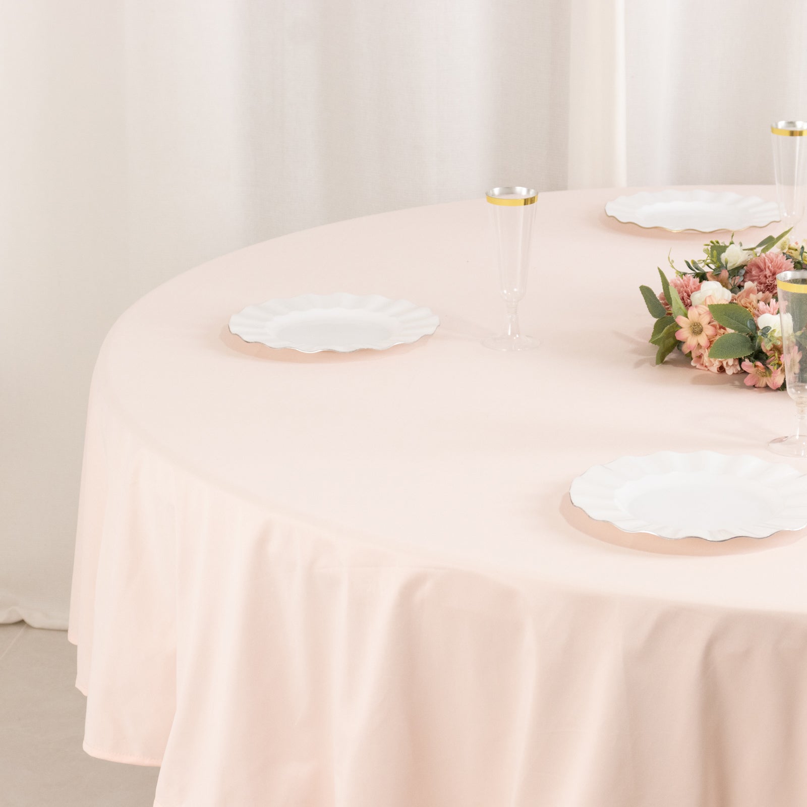 Scuba Round 90" Tablecloth Blush - Wrinkle Free & Stain Resistant Table Cover