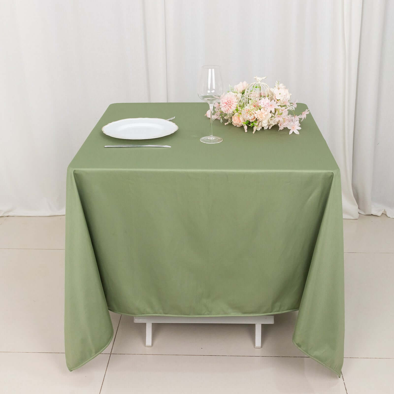 Scuba Square 70"x70" Tablecloth Dusty Sage Green - Wrinkle Free & Stain Resistant Table Cover
