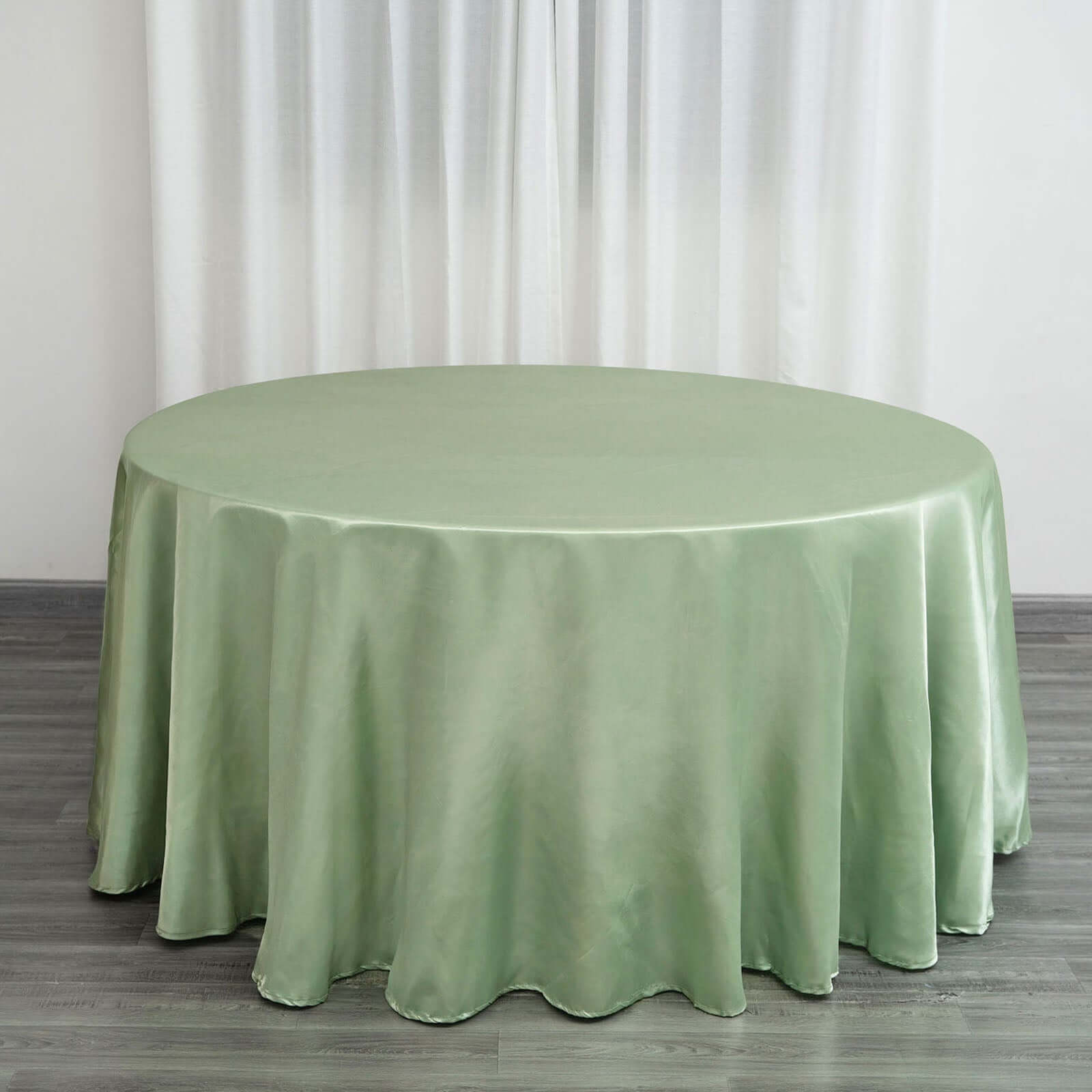 Satin 120" Round Tablecloth Sage Green - Stylish Seamless Table Cover