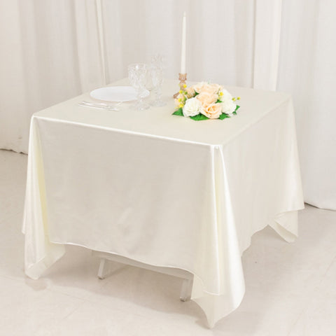 Scuba Square 70"x70" Tablecloth Shimmer Pearl White - Wrinkle Free & Stain Resistant Table Cover for Weddings and Parties