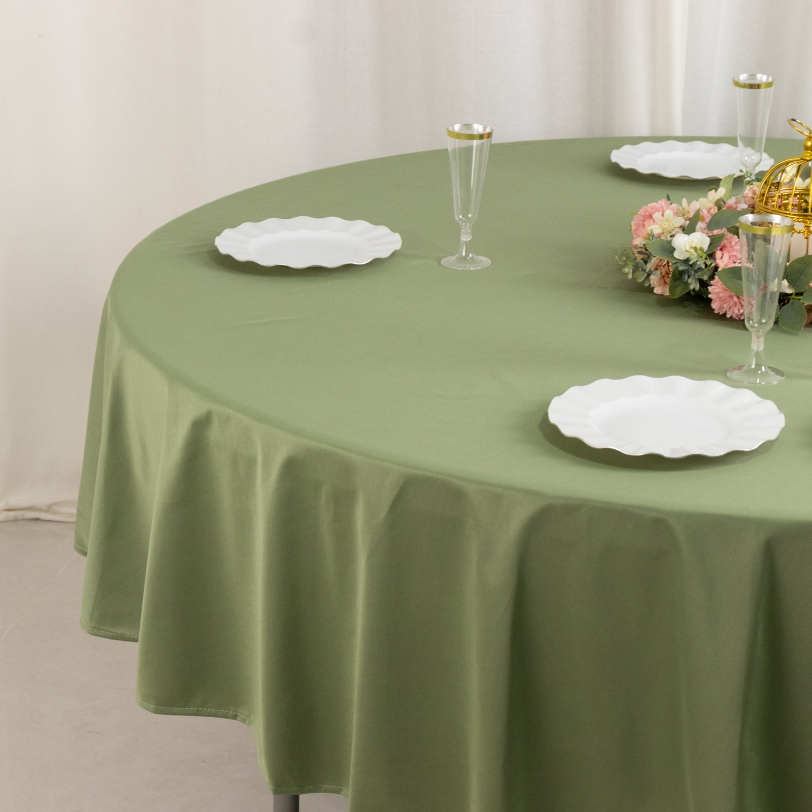Scuba Round 90" Tablecloth Dusty Sage Green - Wrinkle Free & Stain Resistant Table Cover