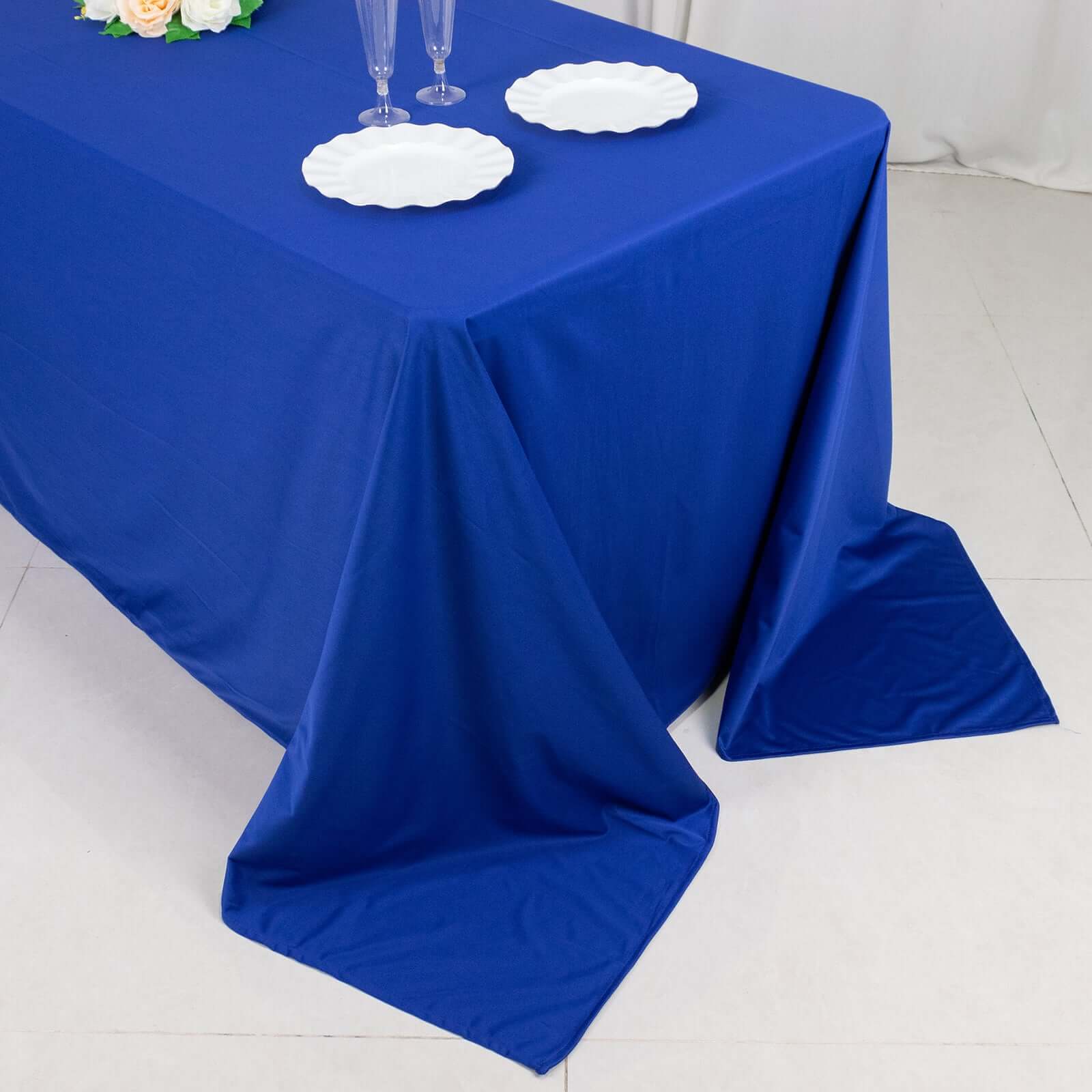 Scuba Rectangular 90"x132" Tablecloth Royal Blue - Wrinkle Free, Stain Resistant & Seamless Table Cover