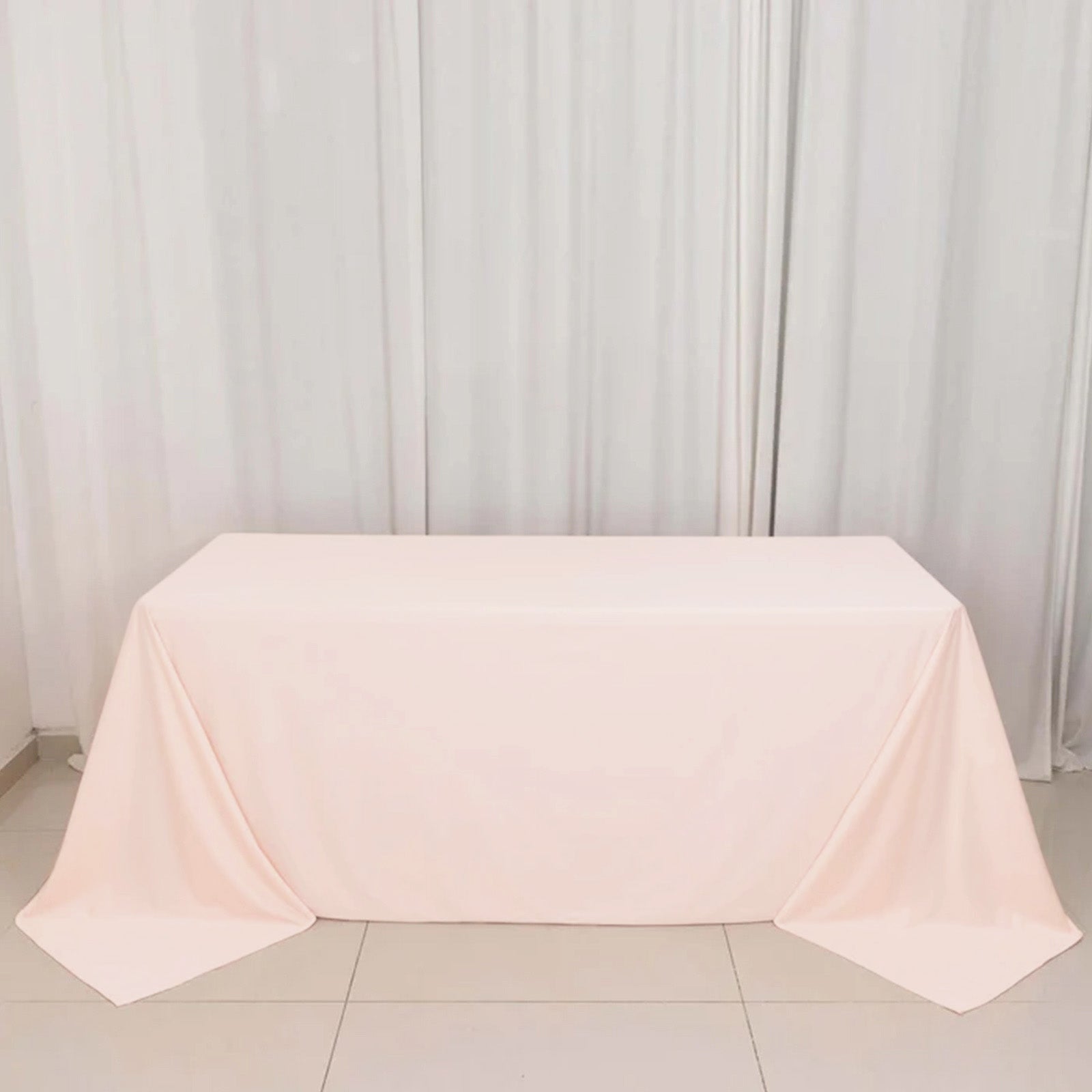 Scuba Rectangular 90"x132" Tablecloth Blush - Wrinkle Free, Stain Resistant & Seamless Table Cover