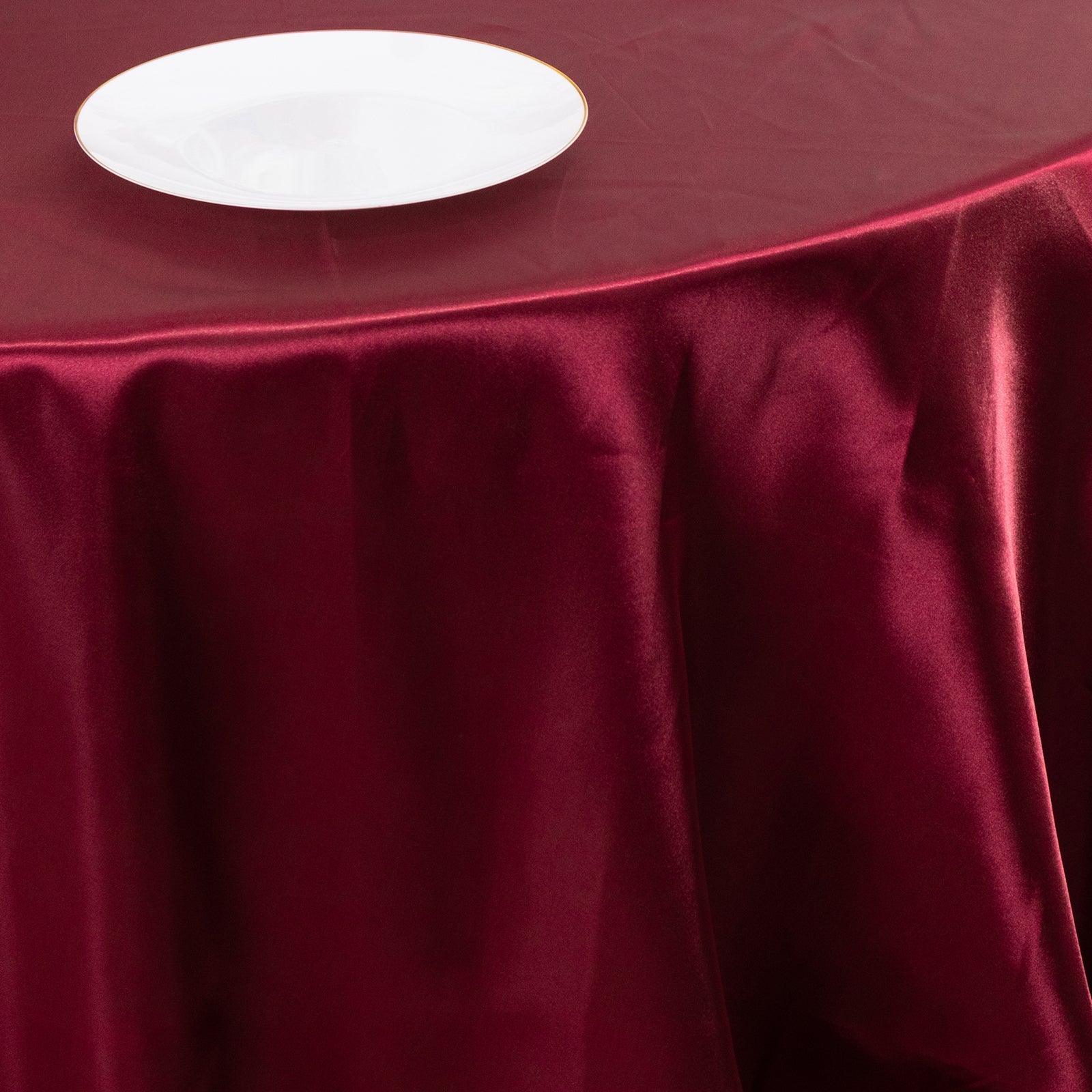 Satin 132" Round Tablecloth Burgundy - Stylish Seamless Table Cover