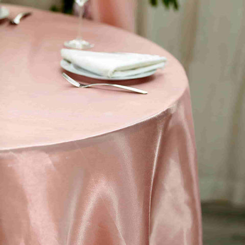Satin 120" Round Tablecloth Dusty Rose - Stylish Seamless Table Cover