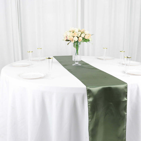 Satin 12"x108" Table Runner Dusty Sage Green - Stylish Table Linen