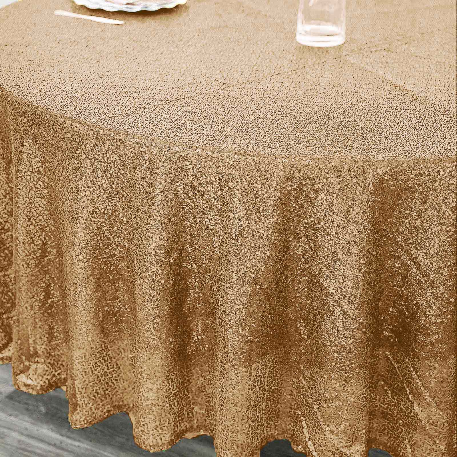 Sequin 108" Round Tablecloth Gold - Glittering Finish for Glamorous Events