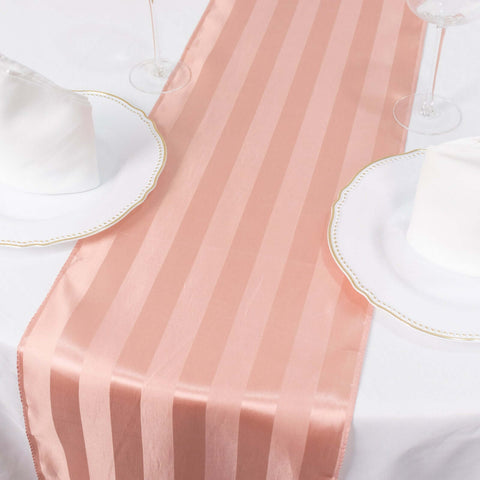 Satin 12"x108" Table Runner Dusty Rose - Stripe Table Decor