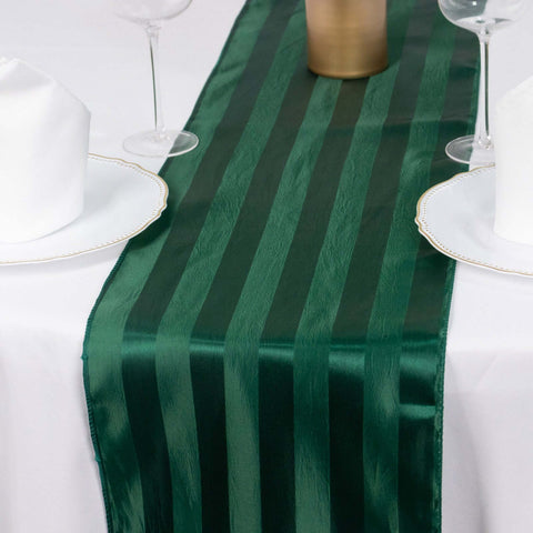 Satin 12"x108" Table Runner Hunter Emerald Green - Stripe Table Decor