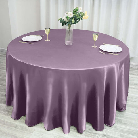 Satin 120" Round Tablecloth Violet Amethyst - Stylish Seamless Table Cover