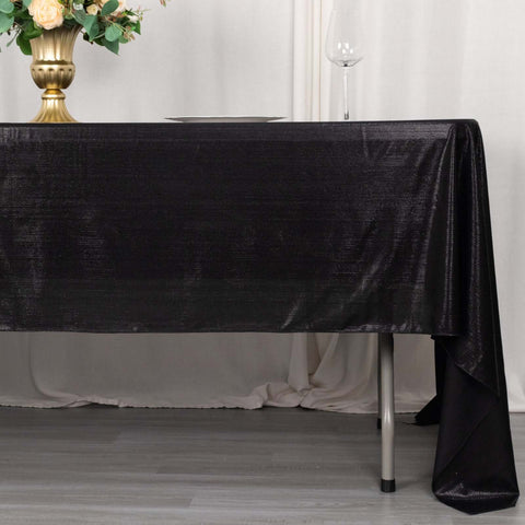 Sequin Dots Polyester 60"x126" Rectangle Tablecloth Shimmering Black - Wrinkle Free & Sparkling Table Cover