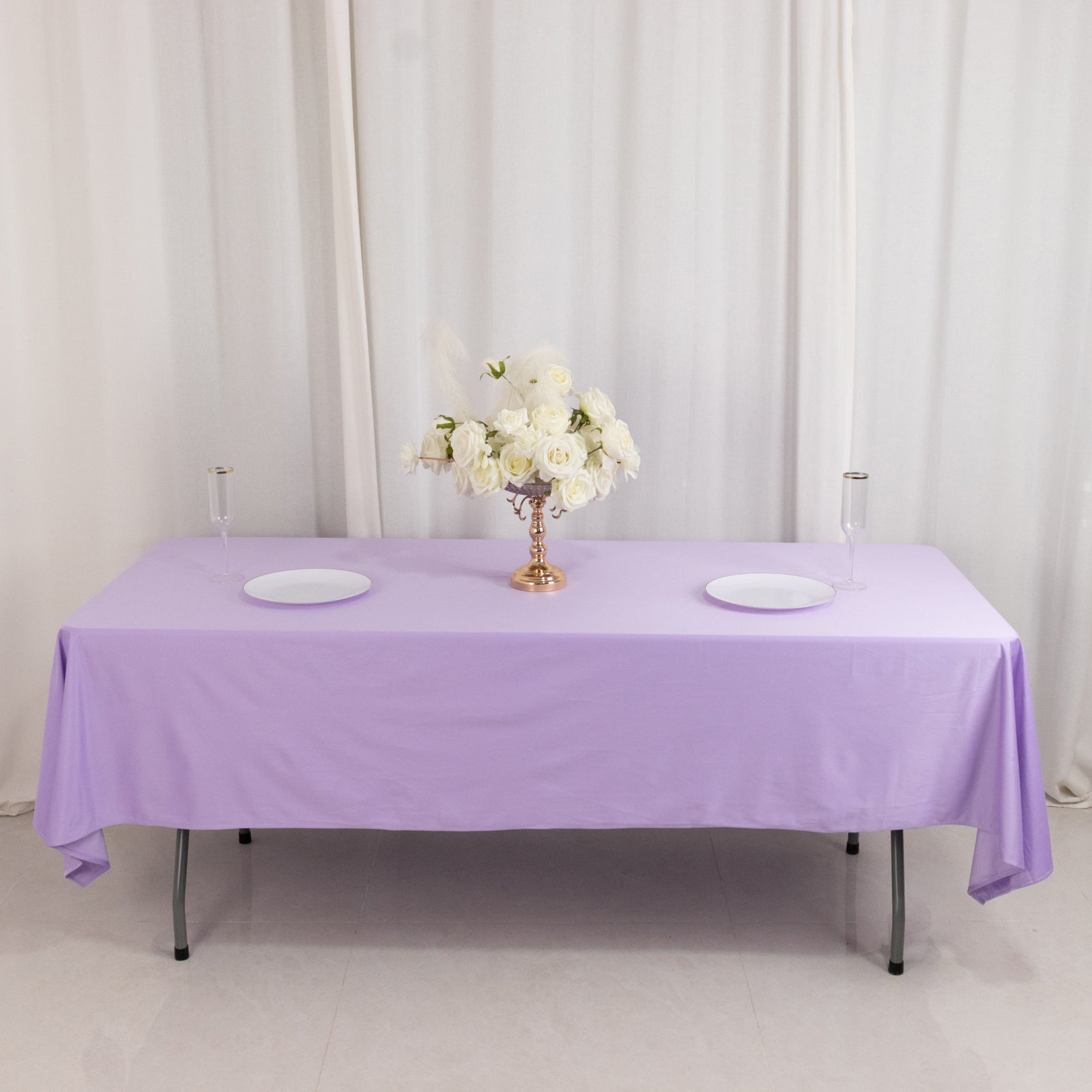 Scuba Rectangular 60"x102" Tablecloth Lavender Lilac - Wrinkle Free & Stain Resistant Table Cover