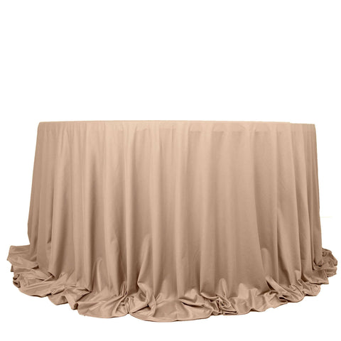 Scuba Round 132" Tablecloth Nude - Wrinkle Free & Stain Resistant Seamless Table Cover