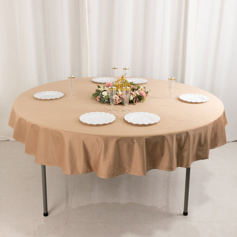 Scuba Round 70" Tablecloth Nude - Wrinkle Free & Stain Resistant Table Cover