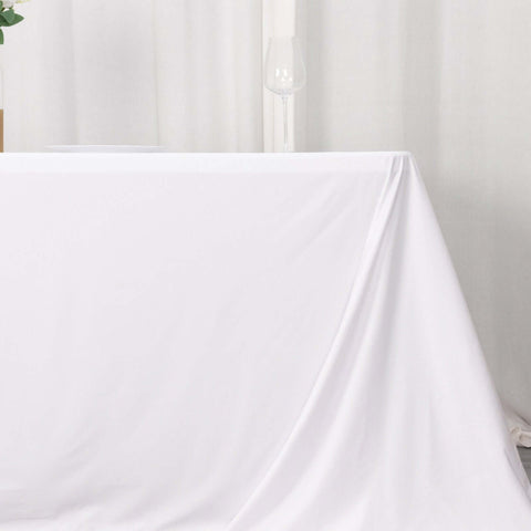 Scuba Rectangular 90"x156" Tablecloth White - Wrinkle Free, Stain Resistant & Seamless Table Cover for Weddings and Parties