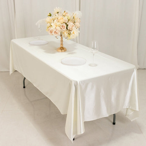 Scuba Rectangular 60"x102" Tablecloth Shimmering Pearl White - Wrinkle Free & Stain Resistant Table Cover