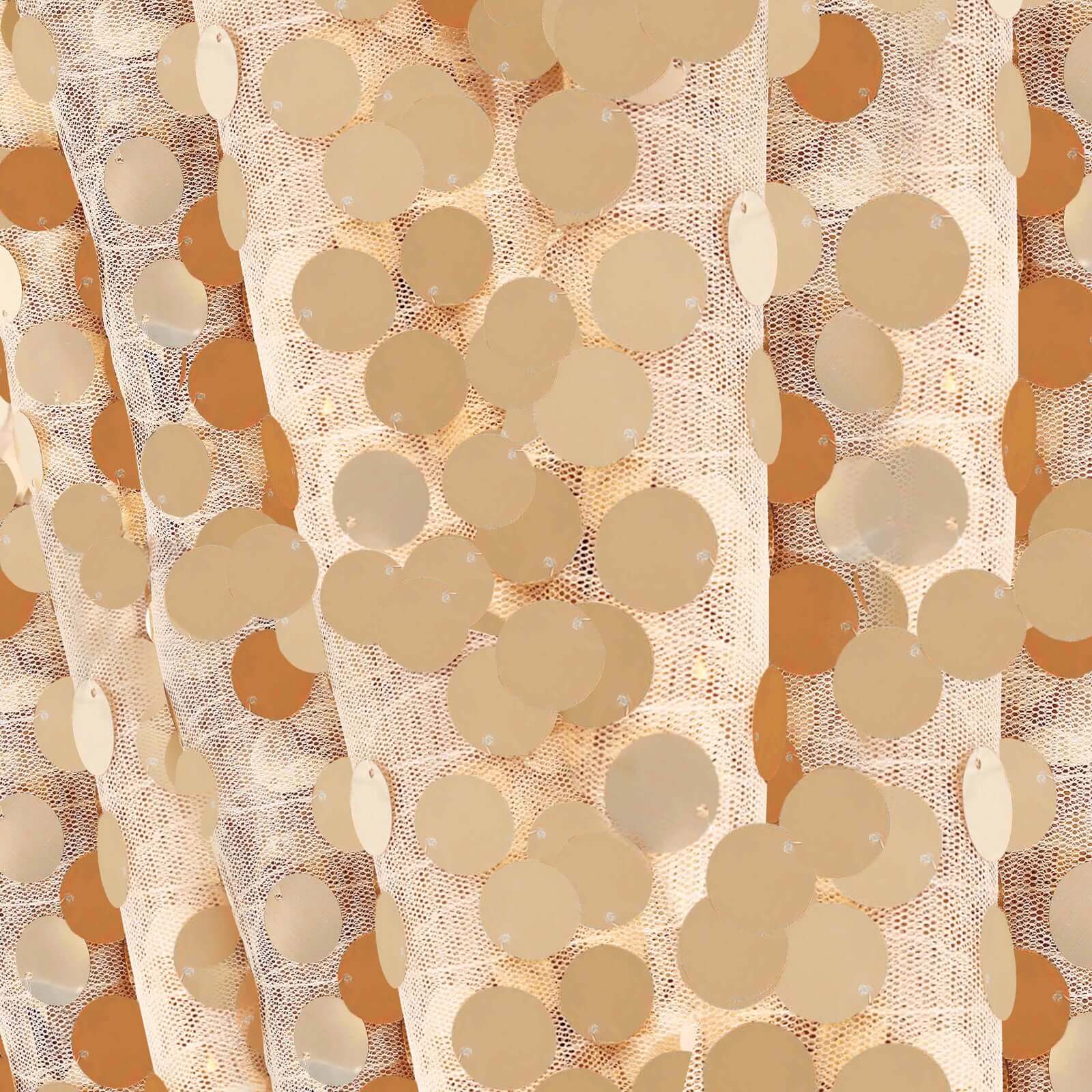 Sequin 90"x156" Rectangle Tablecloth Matte Champagne - Seamless Big Payette Table Cover