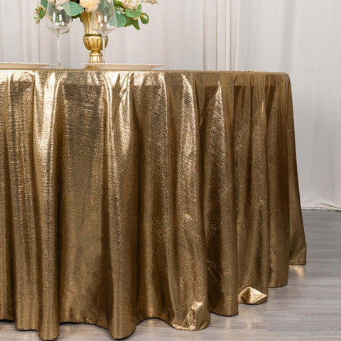 Sequin Dots Polyester Round 120" Tablecloth Shimmering Antique Gold - Wrinkle Free & Sparkling Table Cover