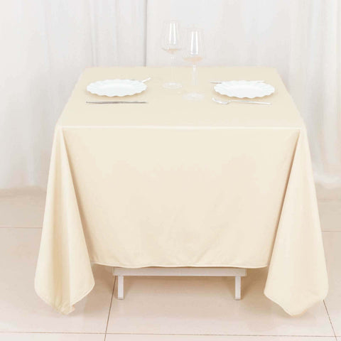 Scuba Square 70"x70" Tablecloth Beige - Wrinkle Free & Stain Resistant Table Cover