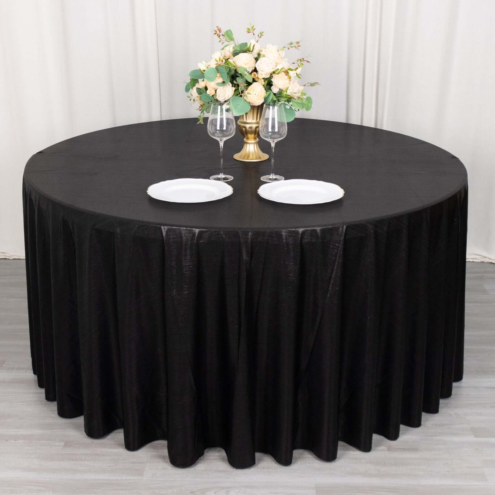 Sequin Dots Polyester Round 120" Tablecloth Shimmering Black - Wrinkle Free & Sparkling Table Cover