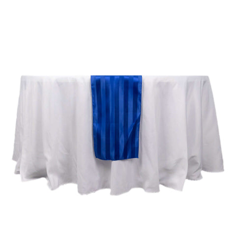 Satin 12"x108" Table Runner Royal Blue - Stripe Table Decor
