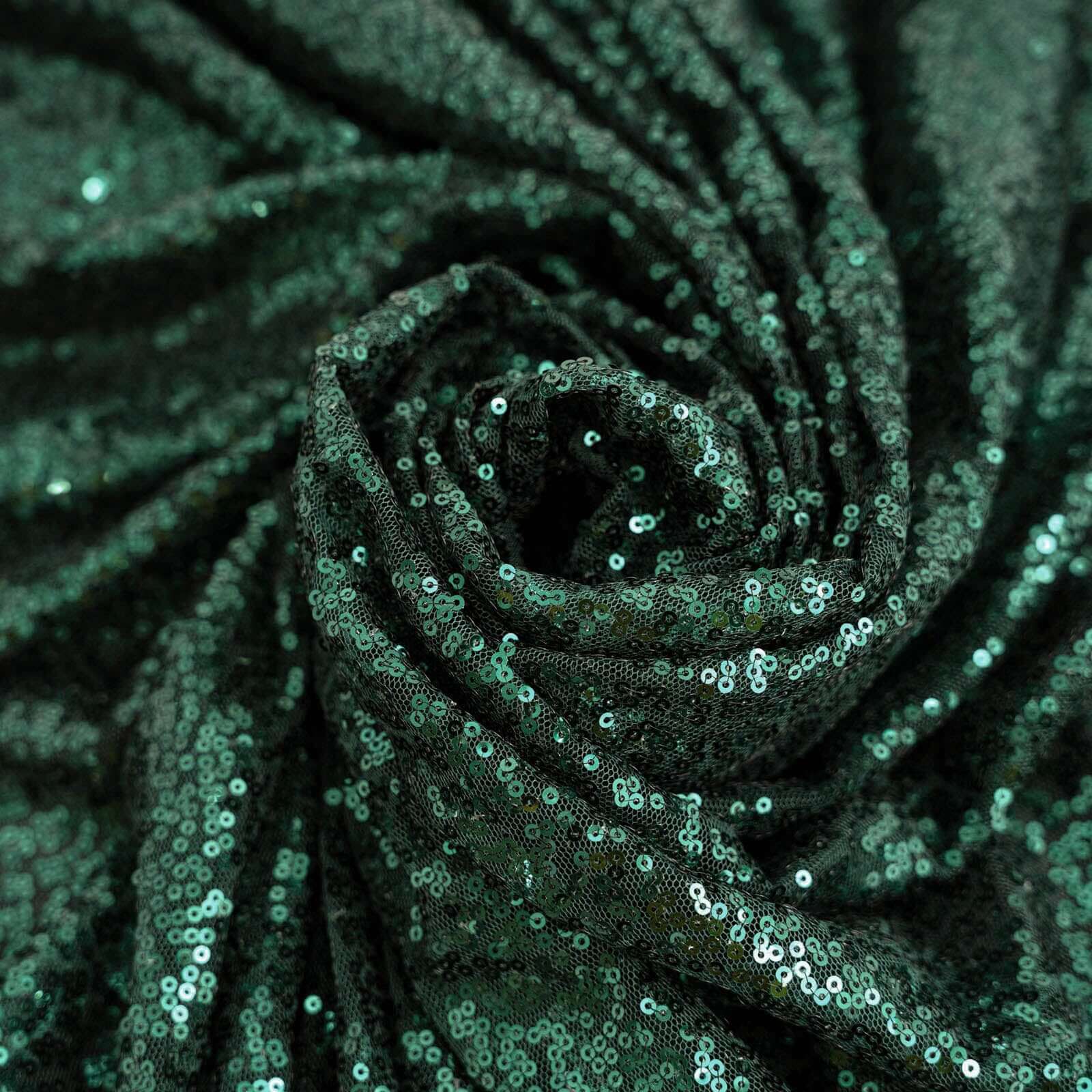 Sequin 120" Round Tablecloth Hunter Emerald Green - Seamless Glittering Table Cover