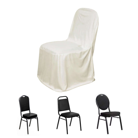 Scuba Stretch Chair Cover Ivory for Banquet Chairs Slim Fit Design - Wrinkle Free and Durable Slipcover