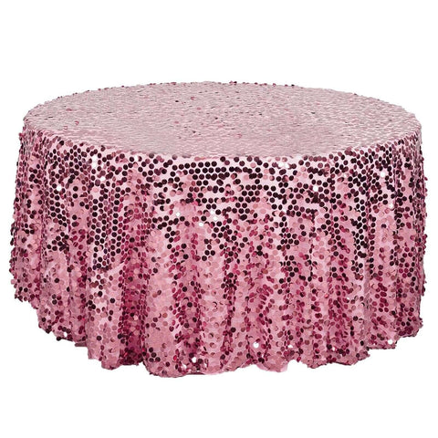 Sequin 120" Round Tablecloth Pink - Seamless Big Payette Table Cover