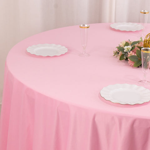 Scuba Round 120" Tablecloth Pink - Wrinkle Free & Stain Resistant Seamless Table Cover