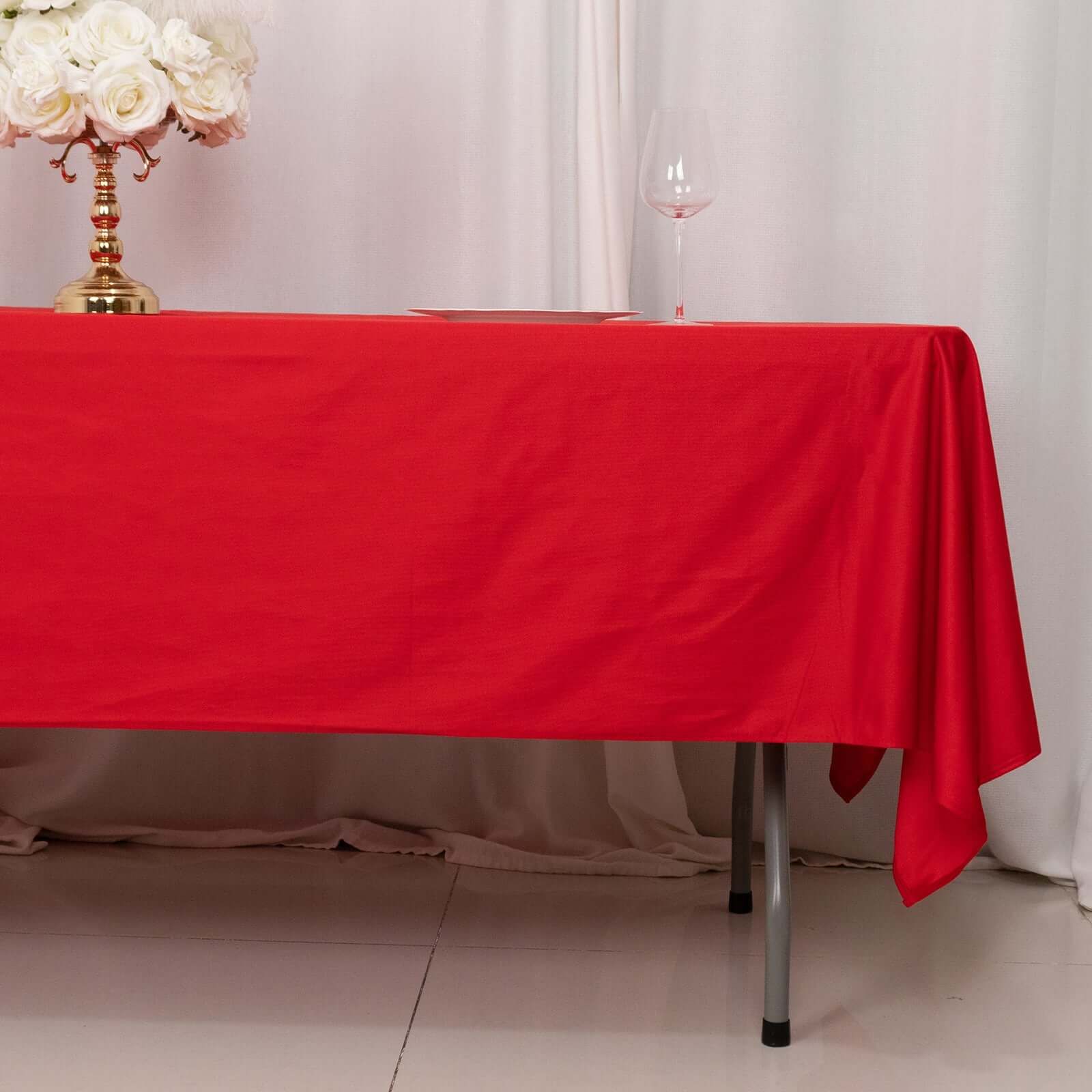 Scuba Rectangular 60"x102" Tablecloth Red - Wrinkle Free & Stain Resistant Table Cover