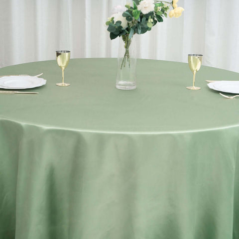 Satin 120" Round Tablecloth Sage Green - Stylish Seamless Table Cover