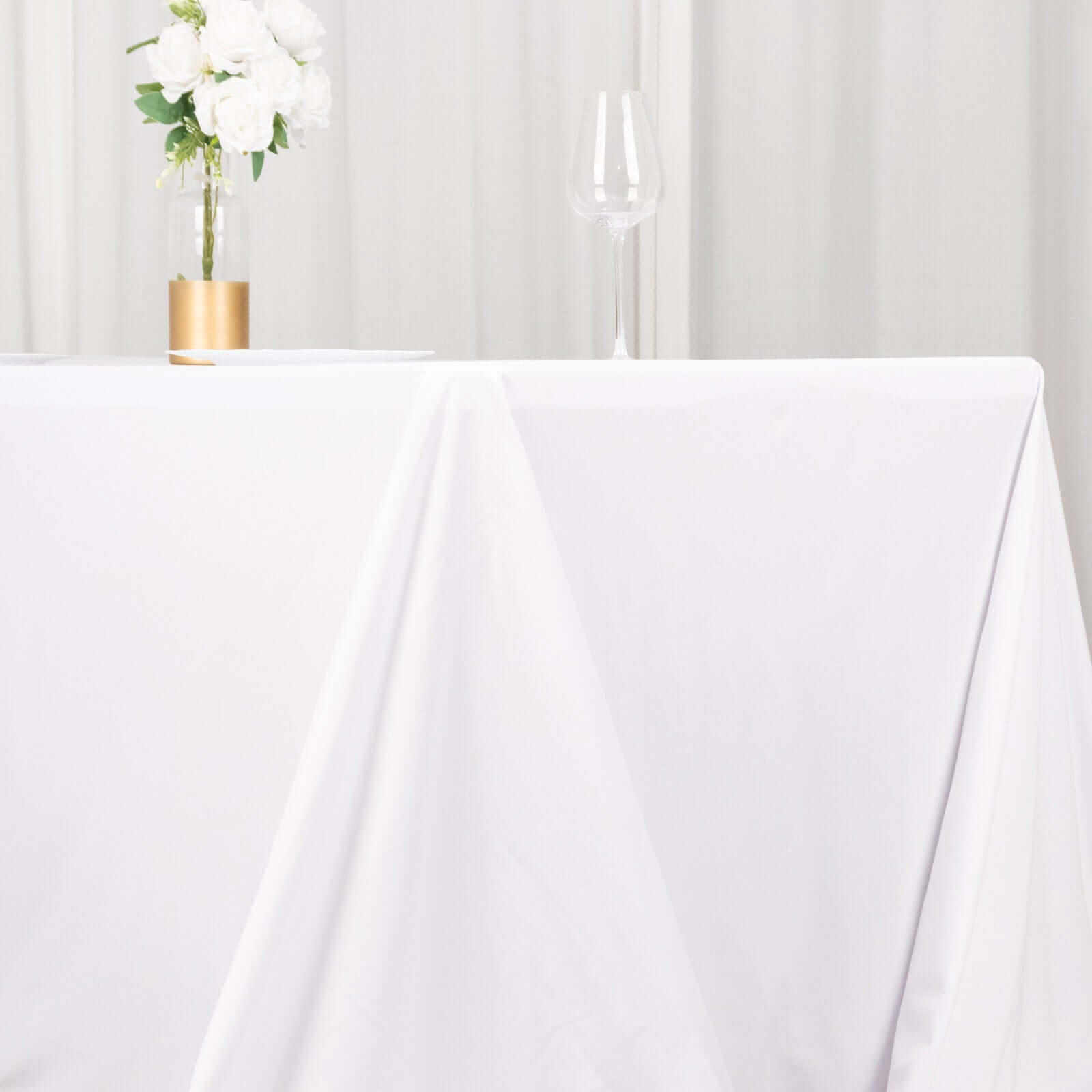 Scuba Rectangular 90"x156" Tablecloth White - Wrinkle Free, Stain Resistant & Seamless Table Cover for Weddings and Parties
