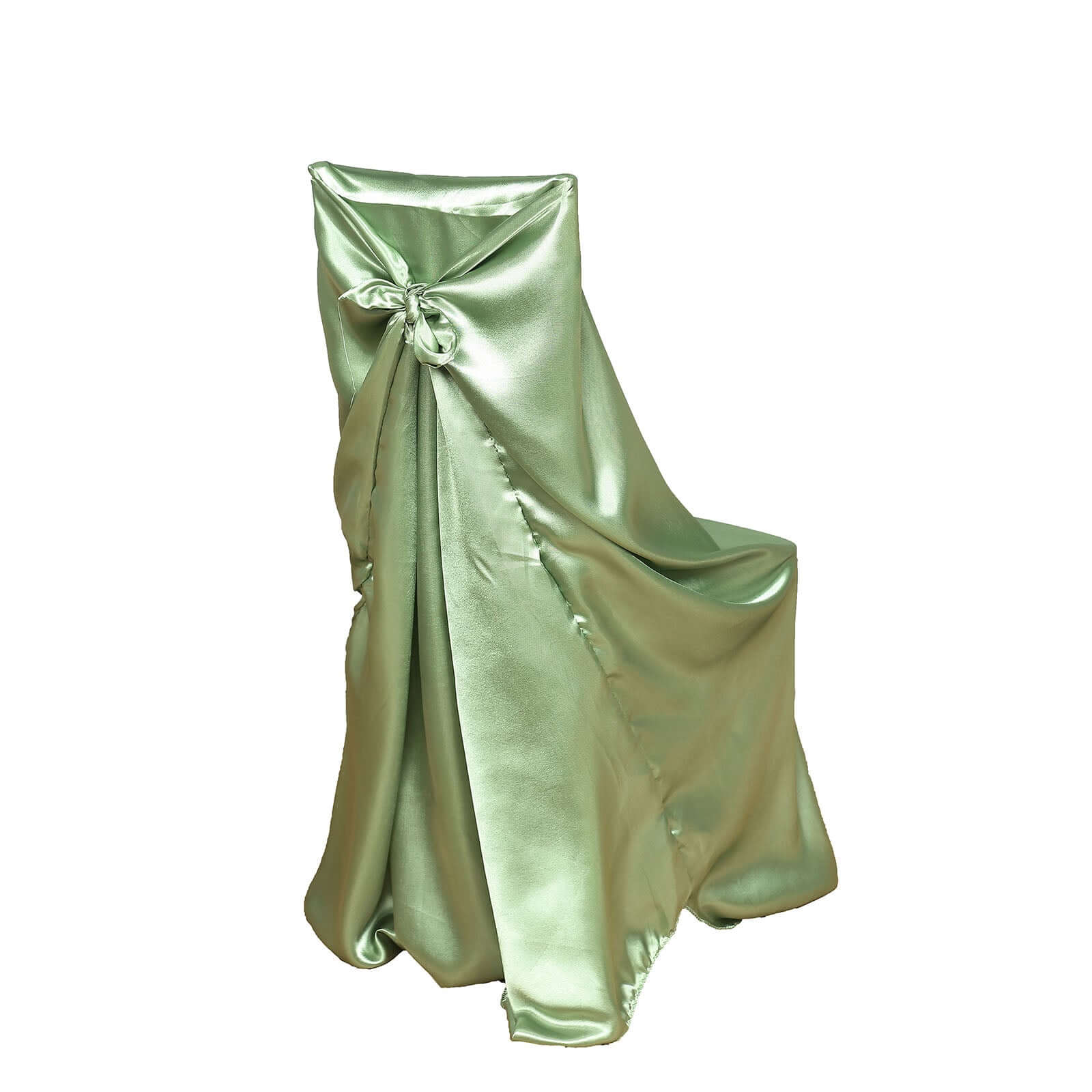 Satin Chair Cover Self-Tie Universal Design Sage Green - Durable Slip-On Cover for Folding, Dining, Banquet & Standard Chairs