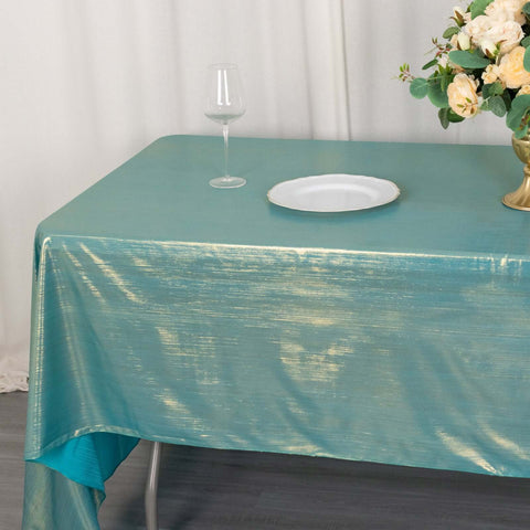 Sequin Dots Polyester 60"x126" Rectangle Tablecloth Shimmering Turquoise - Wrinkle Free & Sparkling Table Cover