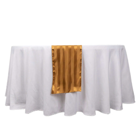 Satin 12"x108" Table Runner Gold - Stripe Table Decor