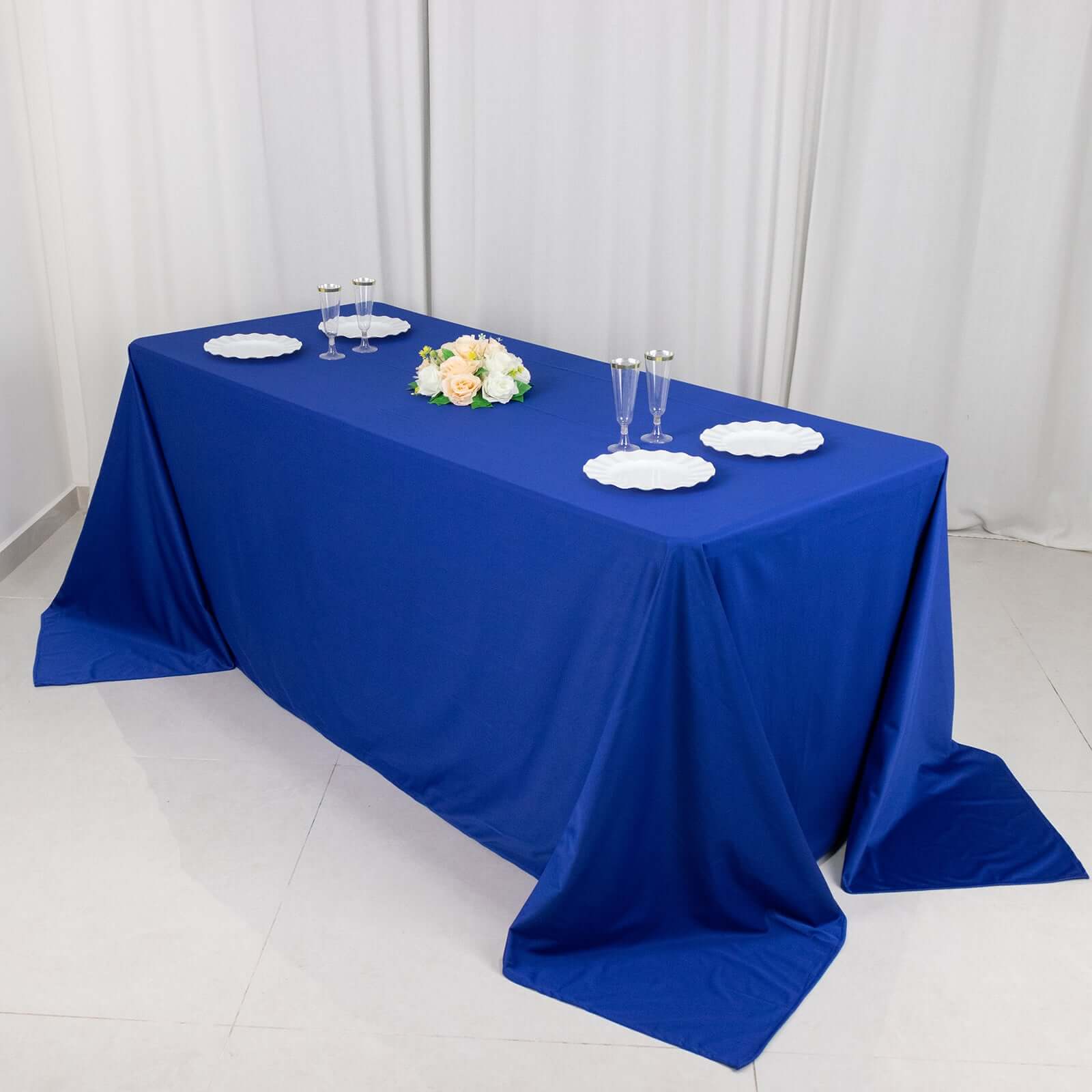 Scuba Rectangular 90"x132" Tablecloth Royal Blue - Wrinkle Free, Stain Resistant & Seamless Table Cover