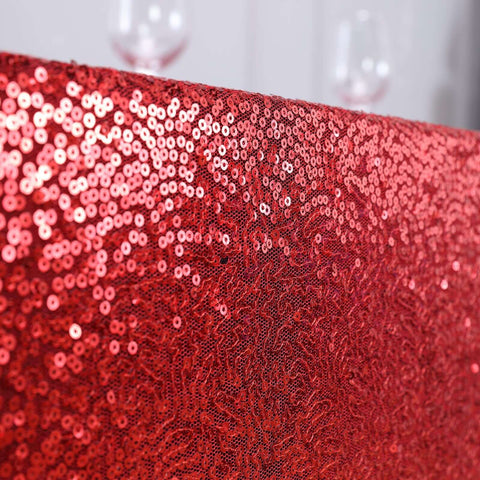 Sequin 90"x156" Rectangle Tablecloth Red - Seamless Twinkling Table Cover