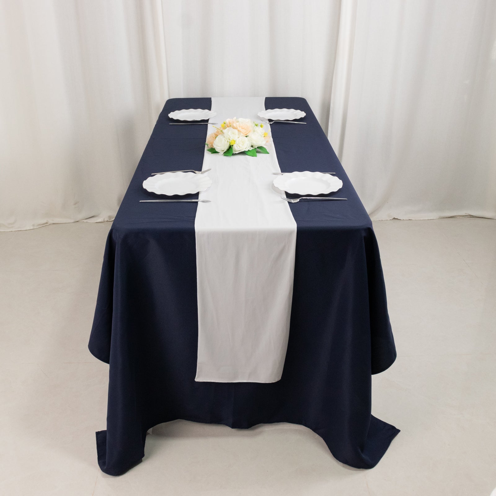 Scuba Polyester 12"x108" Table Runner White - Wrinkle-Free Table Linen for Events & Weddings