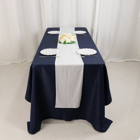 Scuba Polyester 12"x108" Table Runner White - Wrinkle-Free Table Linen for Events & Weddings