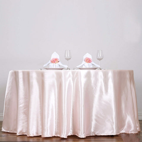 Satin 120" Round Tablecloth Blush - Stylish Seamless Table Cover