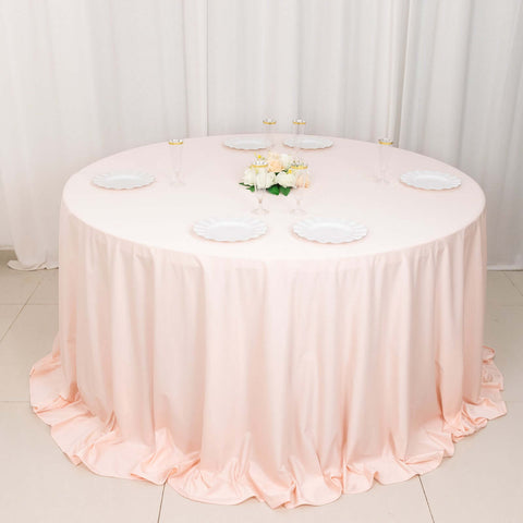 Scuba Round 132" Tablecloth Blush - Wrinkle Free & Stain Resistant Seamless Table Cover