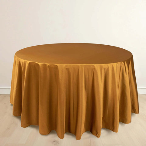 Scuba Round 120" Tablecloth Shimmering Gold - Wrinkle Free, Stain Resistant & Seamless Table Cover for Weddings and Parties
