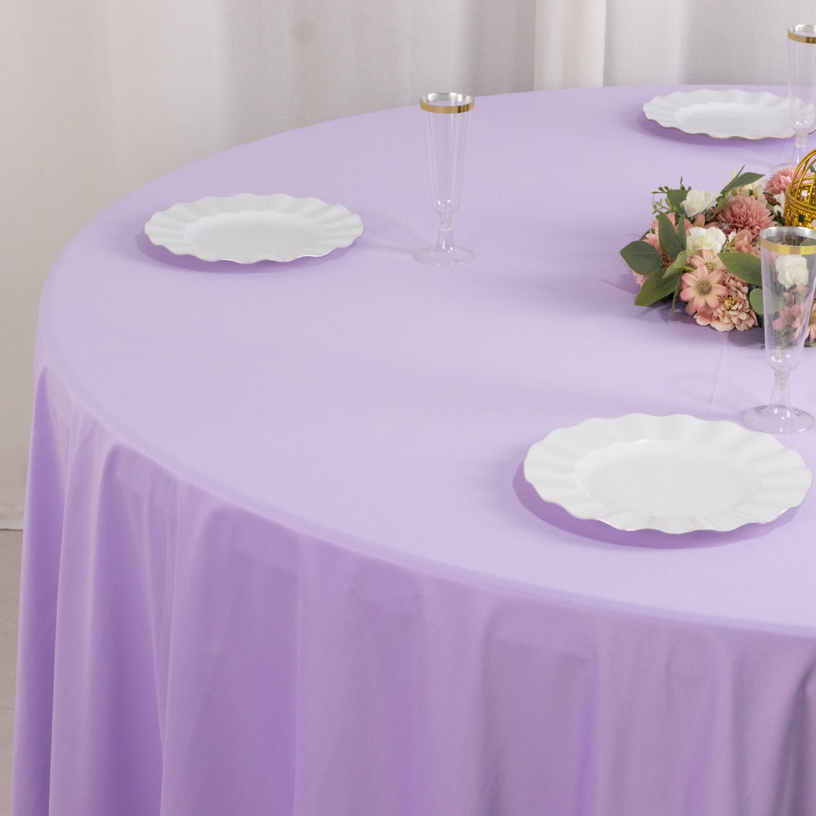 Scuba Round 120" Tablecloth Lavender Lilac - Wrinkle Free & Stain Resistant Seamless Table Cover